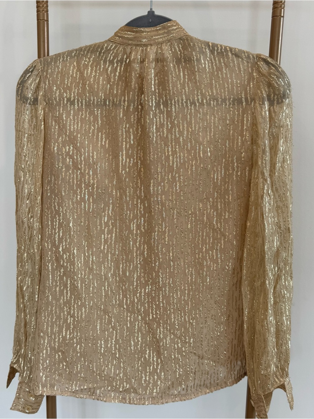 Vintage Gold Metallic Button-Down Blouse - Picture 3 of 6